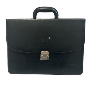 Montblanc Black Leather Classic Combination Lock Luxury Business Briefcase